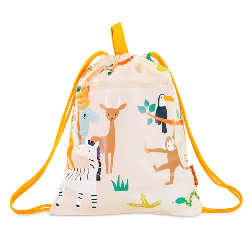 Miniland - Mochila saco infantil, mochila impermeável para crianças, resistente, confortável e divertida, Selva, S