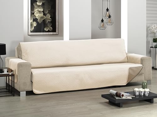 Cubre sofá 2 plazas XL Martina Home Diamond - Variante reversible bicolor beige y cuero 3