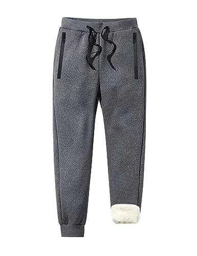 ZGZZ7 Men's Winter Fleece Pants Sherpa Lined Sweatpants Athletic Warm Running Jogger Pants (2#Grey,L)