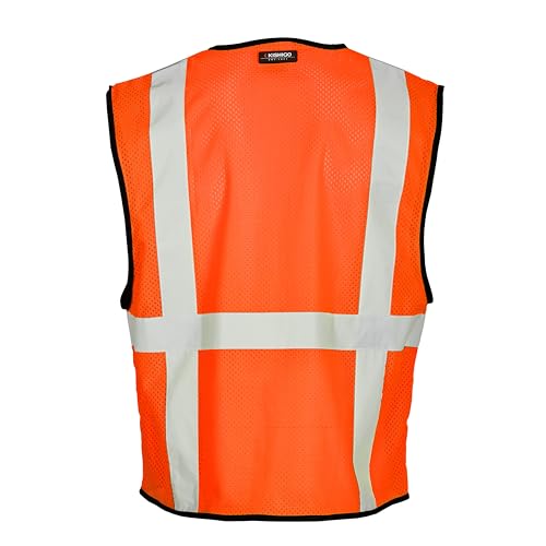 Kishigo Men's High Visibility Reflective 4 Pocket Hook and Loop Mesh Vest 1084, Polyester, ANSI 107 Type R/Class 23