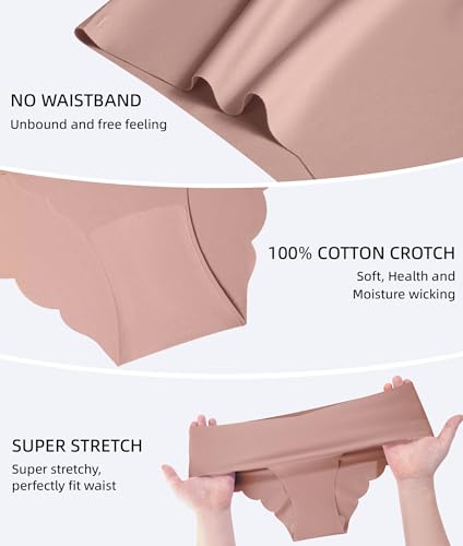 Image of Womens Breathable Seamless Thong Panties No Show thongs Workout Thongs Women Comfortable Thong Underwear Sexy 6 Pack