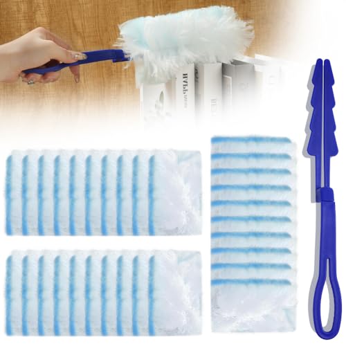 Vicloon 20PCS Recambio de Plumero Esponjoso con Varita, Plumero Electrostático Desechable de Mano, Recambio de Plumero de Limpieza para Persianas, Teclados, Aparadores, Salpicaderos de Coche