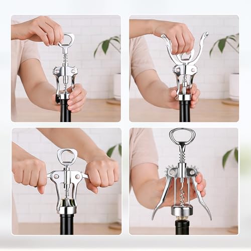 Winged Corkscrew Wine Bottle Opener – Dual Lever Design for Easy Cork Removal, Durable Barware Tool for Wine, Beer Bottles, Champagne & Drinks - Image 5
