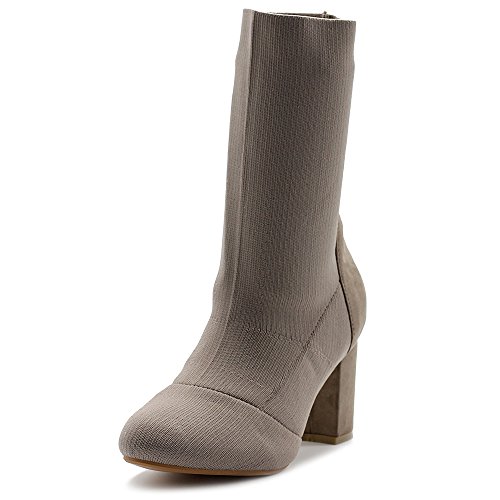 Ollio Women's Shoes Knitted Stretch Sock Faux Suede Ankle Boots TWB0106 (10 B(M)