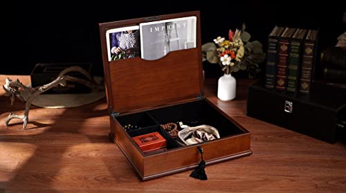 Arolly Large Romeo Memory Keepsakes Box Organizer Mahogany Wood Finish For Photo Album Cd Dvd Usb & Other Valuables #TOP3
