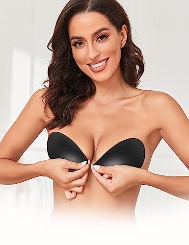 Adhesive Silicone Sticky Strapless Bra Push Up Invisible Bras For Women Reusable Breast Lift Bra With Nipple Covers Black Cream #TOP3