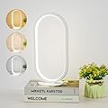 LINSEEDS Modern White LED Table Lamps, 3 Color Modes & Stepless Dimmable Desk Lamps for Home Office, Unique Bedside Lamps for Bedroom, Cool Nightstand Lamps with USB Adapter & Memory Function