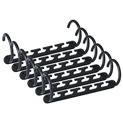 Jecengs Multifunctional Magic Plastic Hanger Non-Slip Drying Rack to Save Space Household Wardrobe Storage Artifact Hanger (6, Black) Cover