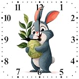 Vdenvileye Orologio da parete a tema pasquale, 25 cm, quadrato, in legno, moderno, silenzioso, senza ticchettio, funzionamento a batteria, per bagno, camera da letto, soggiorno, cucina, decorazione da