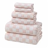 Le forfait comprend : un ensemble de 6 serviettes de bain. 1 grande serviette de bain 75x140cm, 1 essuie-mains 35x75cm, 1 débarbouillette 35x35cm.