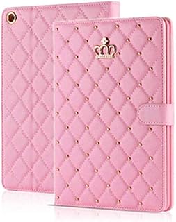 iPad 9.7 Inch 6th/5th Generation 2018/2017 Case,iPad air 2/iPad Air,Crown Diamond Cute Premium PU Leather Smart Auto Sleep/Wake Folio Stand Shockproof Cover for Apple iPad 9.7 Inch (Pink)
