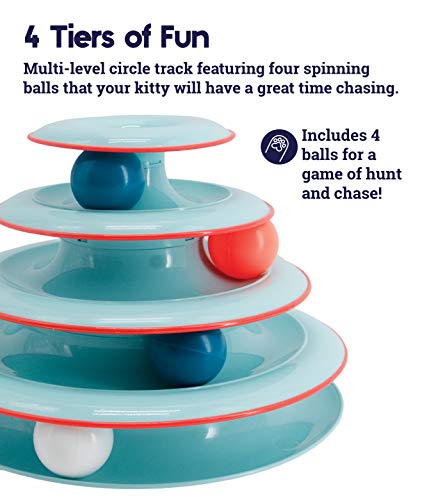 Petstages Brinquedo de pista de gato de 4 níveis interativo Chase Meowtain