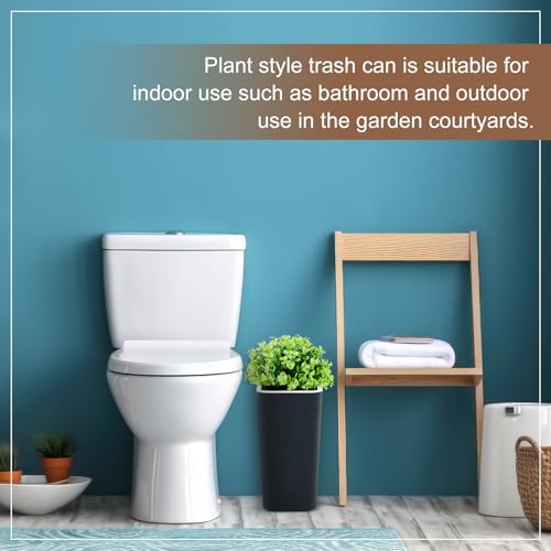 Image of Jingmore Dog Poop Trash Can Outside 2.64 Gal /10 L Plant Styled Dog Waste Trash Can with Lid 50 Waste Bags Outdoor Indoor Poop Container Slim Garbage Bin for Yard Garden Pet (Black)