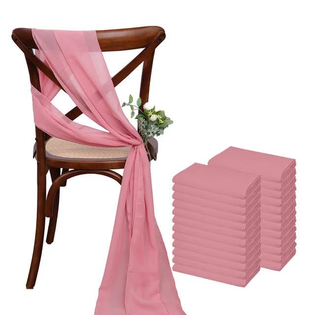 Generisch 30 STÜCKE (15er-Set) 30 * 275 cm Salbeigrüne Chiffon-Stuhlschärpen für Hochzeitsdekorationen Chiffon Vertikale Stuhlvorhänge Tüll-Stuhlhusse