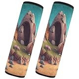 Foiosoh Juego de 2 almohadillas transpirables para cinturón de seguridad para niños, accesorios de coche para adultos y niños, M 3D, huevo de Pascua, conejo, isla de conejo