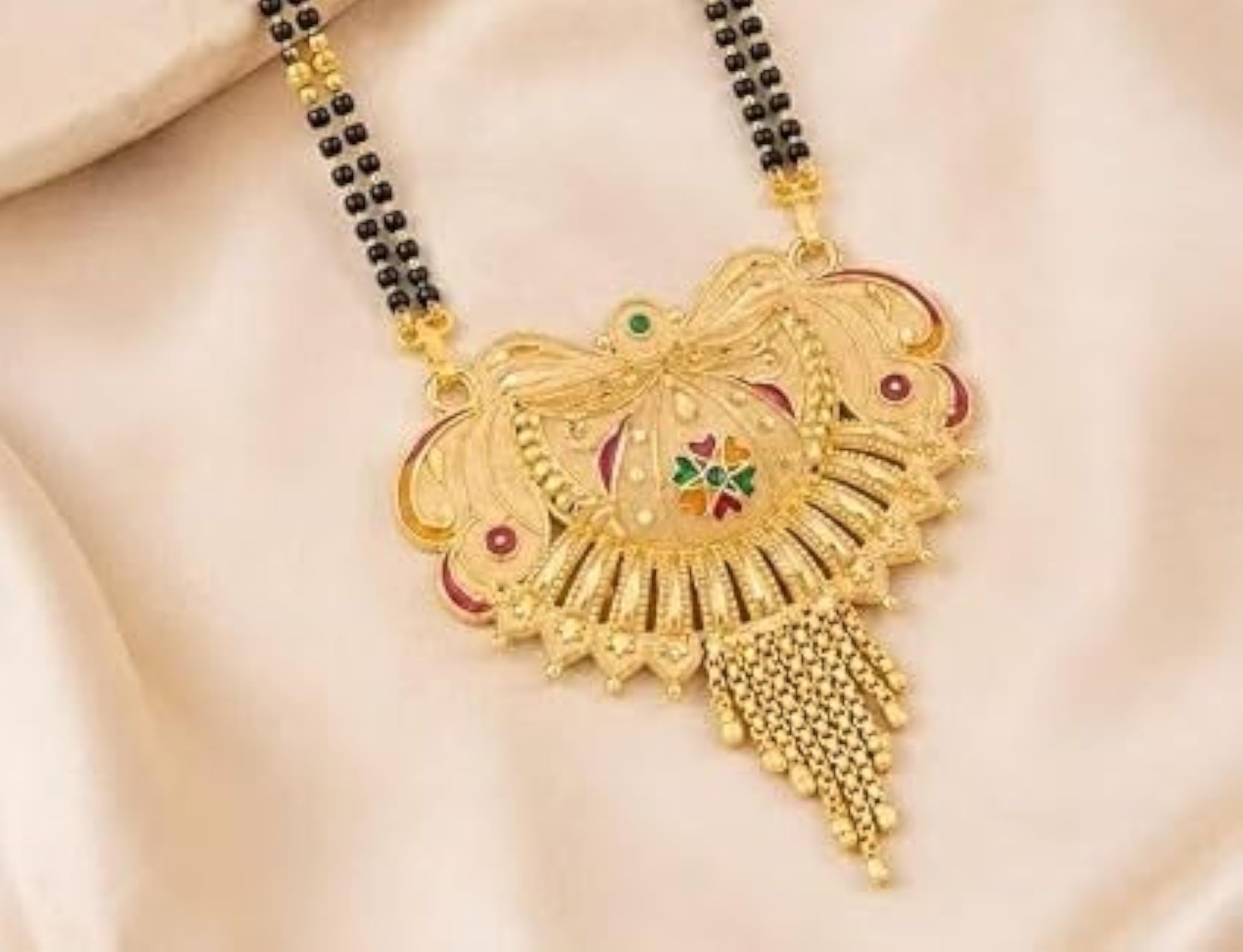 Women's 26 Inch Plated Mangalsutra with Double Bead Pendant, Traditional