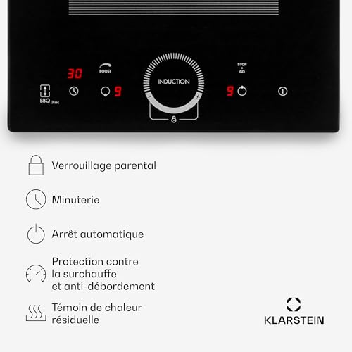 Table de cuisson encastrable Klarstein induction 3500W 2 feux avec commande tactile