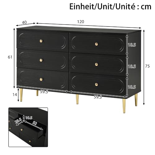 Armario auxiliar negro de 6 cajones para renovar el estilo de tu comedor 3