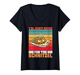 Damen I'm Just Here for The Schnitzel Lustige österreichische Küche T-Shirt mit V-Ausschnitt
