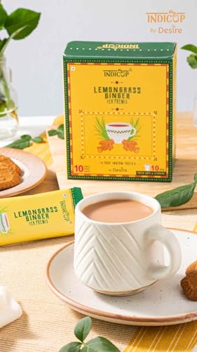 Image of Indicup Lemongrass Ginger Tea Instant Premix, Instant tea mix, Refreshing tast (50 Sachets Pack).
