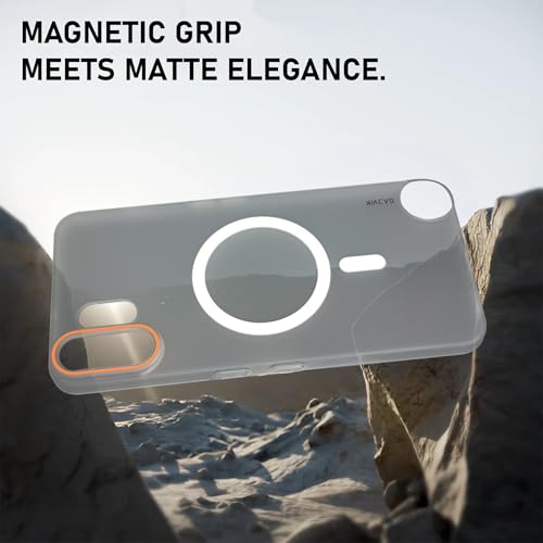 Image of Compatible for CMF by Nothing Phone 2 Pro Frosted Translucent Hard Back | Only Compatible with Wireless Magnetic Accessories | Thin and Slim Magnetic Back Cover (Clear)