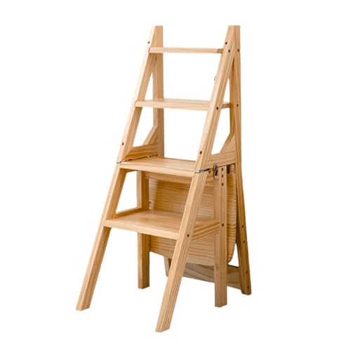 Échelle de bibliothèque bois 3 en 1 et tabouret multifonctionnel double usage
