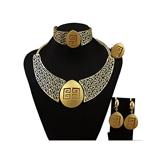 XiaoG Gold Women Jewelry Sets,Women Necklace Sets,Wedding Party Jewelry Sets,Bracelet Gift (Color : 1)