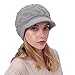 Yimutian Ladies Winter Hat Beret Thermal Knitted Beanie Hats Elegant Beanie Cap with Warm Fleece Lined for Women One Size Light Grey