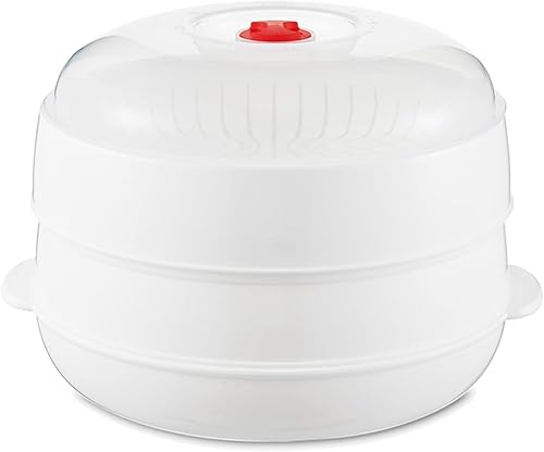 Vaporizador de verduras para microondas para cocinar, vaporizador de microondas con tapa, sin BPA (doble capa)