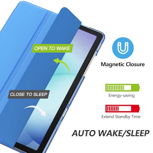 Image of MoKo for Samsung Galaxy Tab A11 Plus / A11+ Case 11 Inch 2026, Galaxy Tab A9 Plus / A9+ Case 11 Inch 2024, Slim Stand Hard PC Translucent Back Shell Smart Cover, Auto Wake /Sleep, Blue Wave