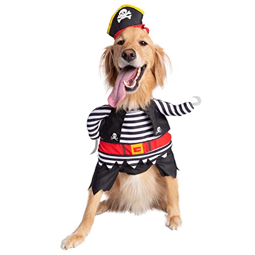 Pet Krewe Dog Pirate Costume | Pet Costume with Arms, Pirate Hat, Tunic and Cape -Perfect for Christmas Holiday Halloween, Parties, Photoshoots, Gifts for Dog Lovers