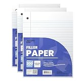 Loose Leaf Paper College Ruled Notebook Paper College Ruled Lined Writing Filler Paper 10.5” x 8” 600 Sheets 200 Sheets Per Pack 60 gsm (3 Pack)