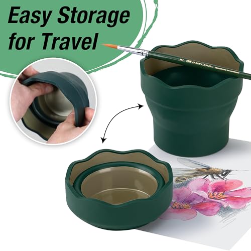 Faber-Castell Art & Graphic Clic&Go Water Cup, Dark Green, Single, Art, Craft, Drawing, Painting, Sketching, Home, School, University, Colouring