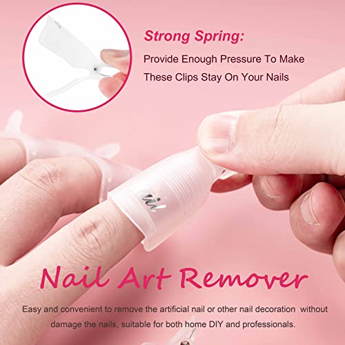 Gel Polish Remover Tools Kit - 10 Clips, 400 Lint-Free Wipes, Files 100/180, Buffer Block 400/4000, Brush, Cuticle Pusher & Peeler (Clear)