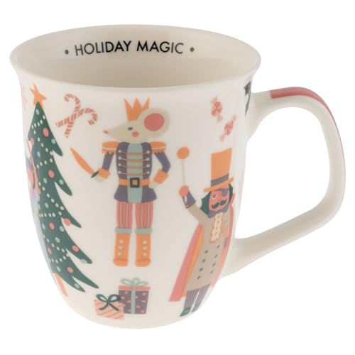 Karma, 16 oz Boho Holiday Mug - Cute Christmas Coffee and Tea Mug - Colorful Ceramic Coffee Mugs for Women and Men, Nutcracker