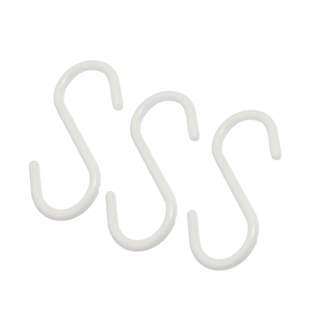 Damavat 3 Pcs White Plastic S Shaped Hanging Hooks Scarf Apparel Hangers