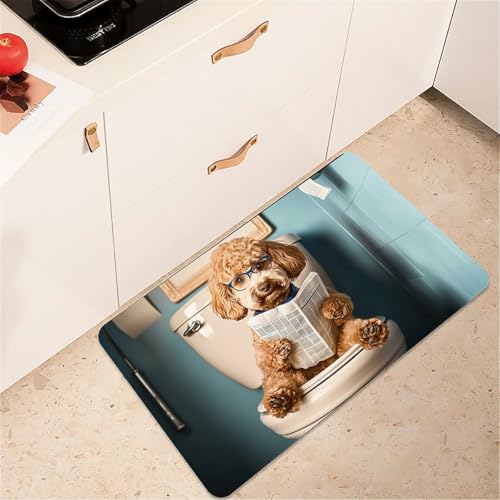 Alfombrilla de baño de perro dorado ideal para duchas familiares decorativas 6