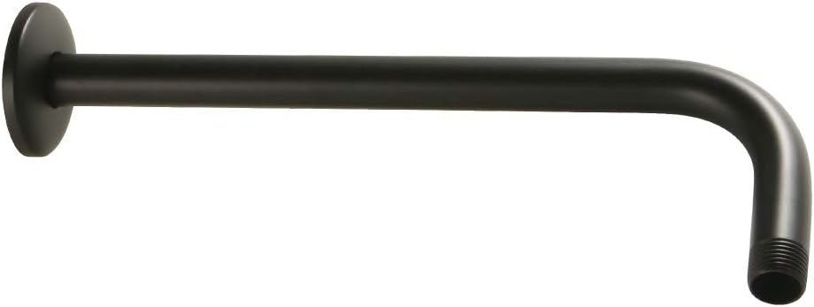 Kingston Brass K112A0 12-Inch J-Shaped Rain Drop Shower Arm with Round Flange in Matte Black