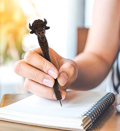 Planet Pens Brown Bison Novelty Pen - Fun Unique Kids & Adults Office Supplies Ballpoint Pen, Colorful Wild Animal Buffalo Writing Pen Instrument For School & Office #TOP7