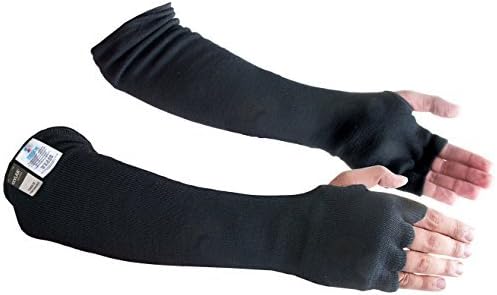 Cut & Heat Resistant Protective Arm Sleeves with Finger Openings - 18 inches by Zeeqon (Black)…