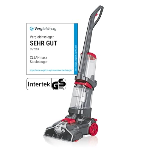 CLEANmaxx Teppichreiniger AquaStream | 3 in 1: waschen, reinigen, absaugen | Nasssauger mit...