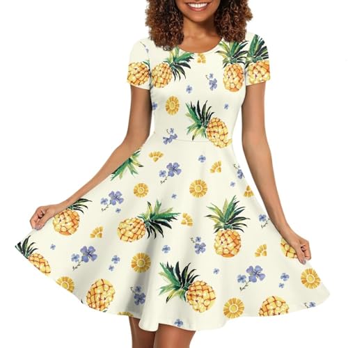 Image of AFPANQZ Womens Casual Summer Lightweight Vintage Dress Short Sleeve Midi Dress Knee-Long Luxury Formal Dress