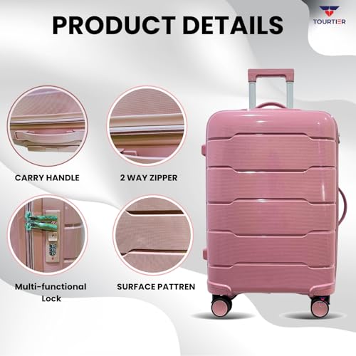Image of 28-Inch Hard-Shell Luggage Suitcase | Lightweight 3.7 kg | 360 Spinner Wheels | 2-Way Zipper | Multi-Functional Lock | Business & Family Travel Trolley Bag (1, BPINK-24INCH)