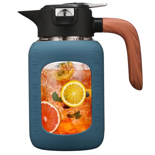 64 oz Glass Pitcher with Lid and Handle, Glass Carafe/Jug