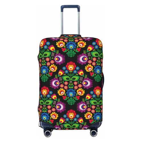 Traditional Floral Polish Print Luggage Covers For Suitcase,Elastic Washable & Stretchable Suitcase Covers For Luggage, Anti-Scratch - Fits 18-32 Inch Luggage-No Luggage Included