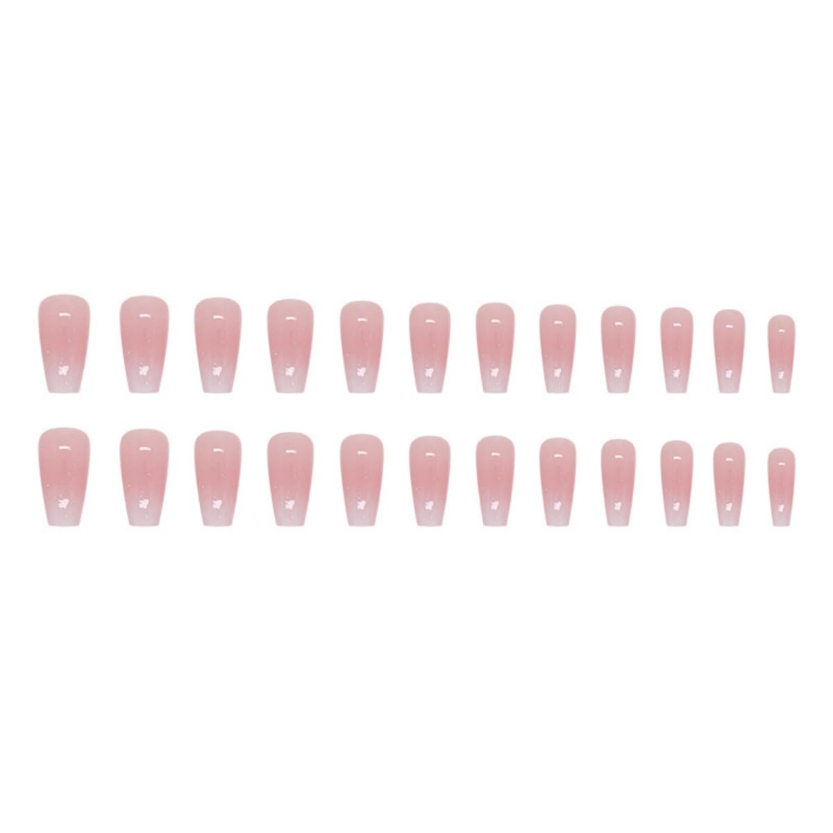 JUSTOTRY 24 Pcs Peach Pink Coffin Press on Nails Medium Designs,Glossy Solid False Nails,Pretty French Stick on Nails for Women and Teens,Ballarina Fake Nail for Girls Nail Art - Image 4