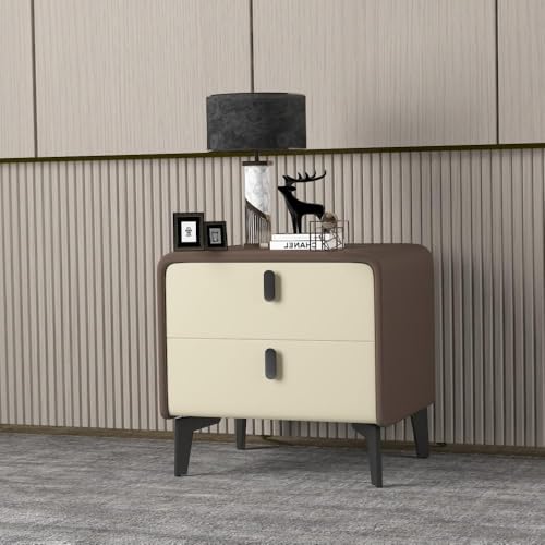 Slish comodino marrone scuro con 2 Ders e gambe in metallo Cact comodino per soggiorno salvaspazio piccolo armadio con Sto (45 cm)