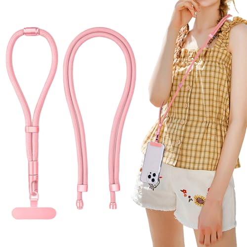 Crossbody Phone Lanyard - Adjustable Phone Lanyard Crossbody Strap with Patch, Neck Phone Holder Compatible with Most Phones, Durable, Hands-Free, Anti-Theft, Multifunctional with Earbud/Glasses Hook