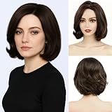 Daiaces Short Brown Bob Wigs for Women Natural Wavy Mix Brown Color Layered Bob Wig Fashion Hairstyle for Daily Party Costume