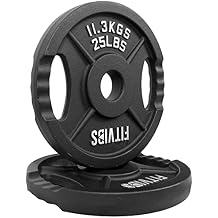 Olympic 2-Inch Cast Iron Plate Weight Plate for Strength Training and Weightlifting, Two Hole Style, 25LB Pair